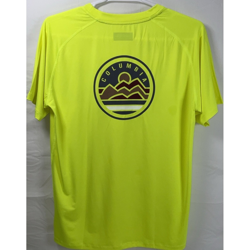 NWT Men's Columbia Dri-Fit CSC Path‎ Mountain Graphic T-Shirt Yellow - Small